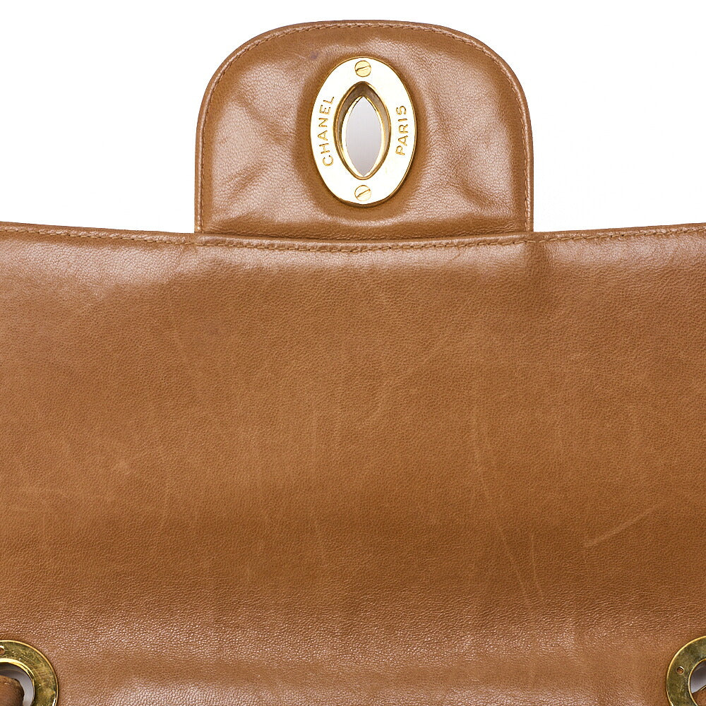 CHANEL Chain Shoulder Bag Deca Matelassé 30cm Single Flap Lambskin Black Gold-Tone Hardware, Pre-Owned