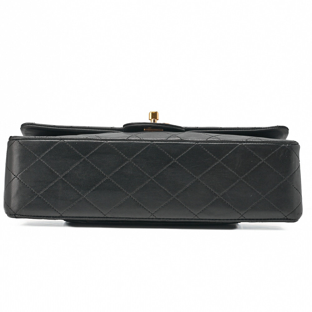 CHANEL Shoulder Bag Matelassé Double Flap 25cm Chain Shoulder Lambskin Black Gold-Tone Hardware, Pre-Owned