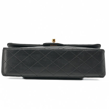CHANEL Shoulder Bag Matelassé Double Flap 25cm Chain Shoulder Lambskin Black Gold-Tone Hardware, Pre-Owned