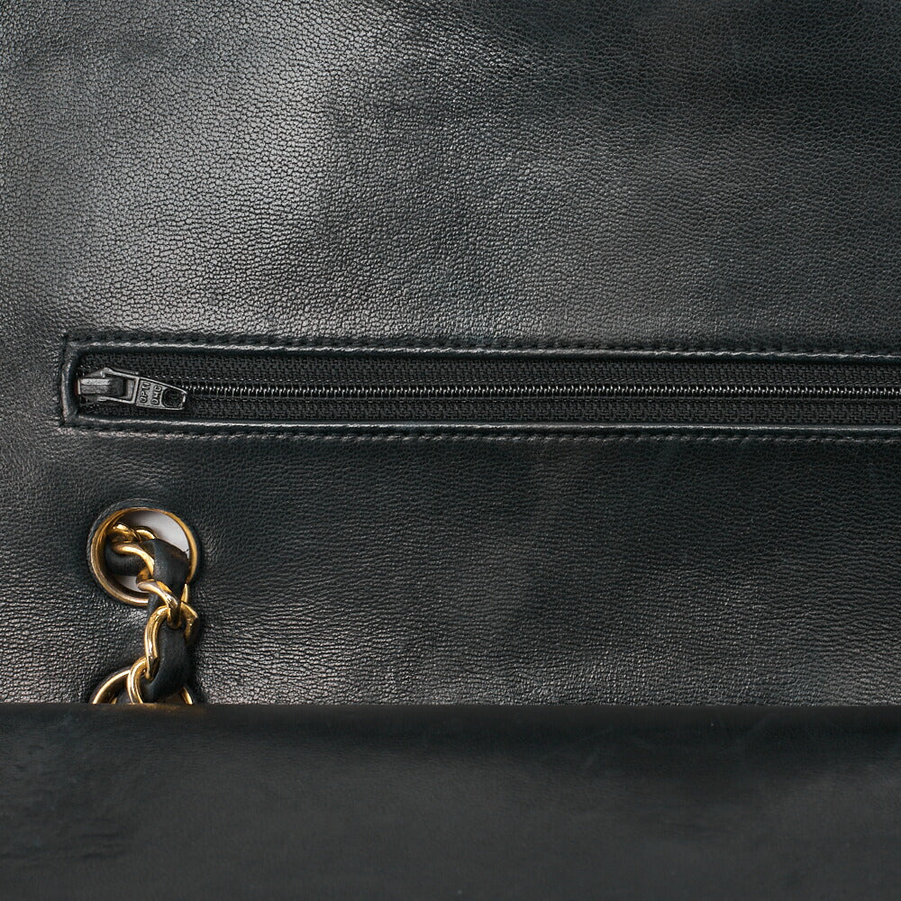 CHANEL Shoulder Bag Matelassé Double Flap 25cm Chain Shoulder Lambskin Black Gold-Tone Hardware, Pre-Owned