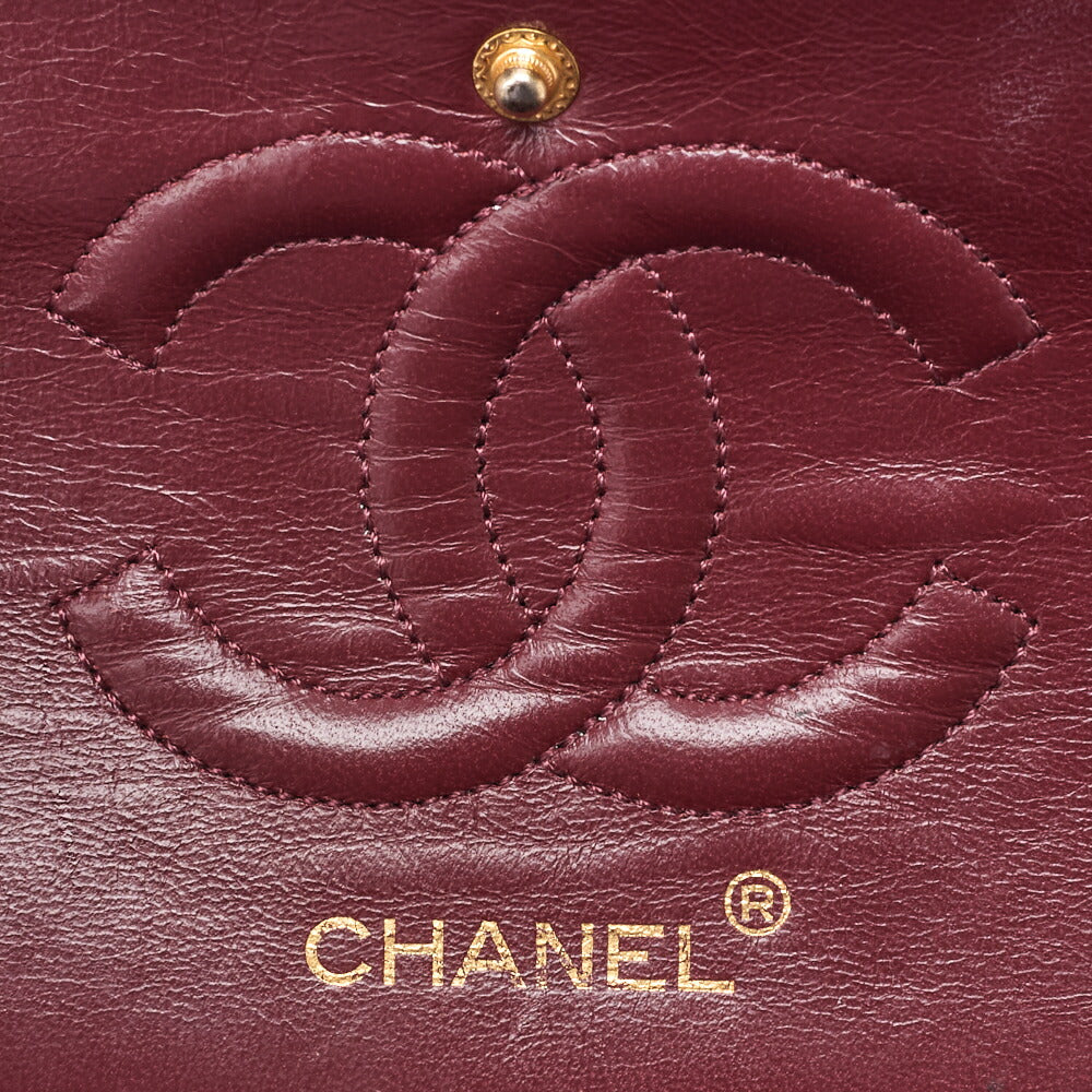 CHANEL Shoulder Bag Matelassé Double Flap 25cm Chain Shoulder Lambskin Black Gold-Tone Hardware, Pre-Owned