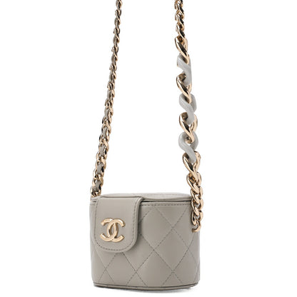 CHANEL Chain Shoulder Bag Matelassé Vanity Lambskin Mini Size Gold-Tone Hardware, Pre-Owned