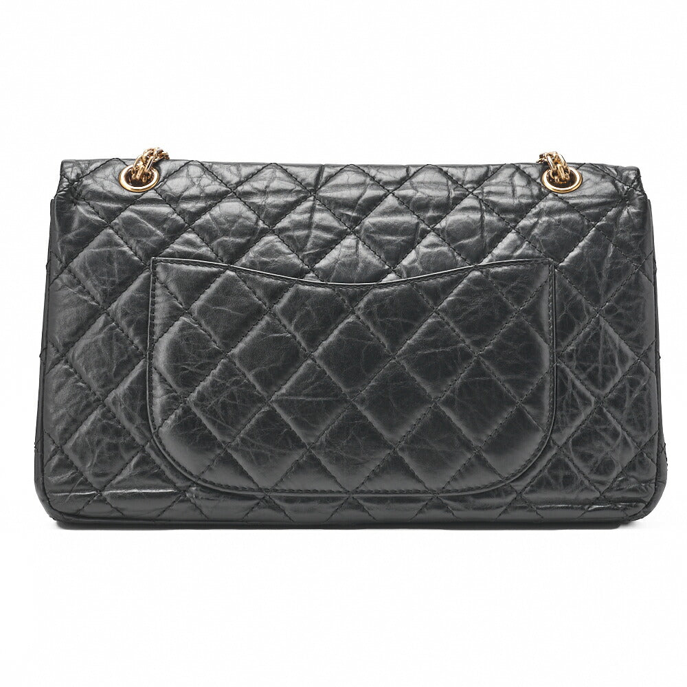CHANEL Chain Shoulder Bag Matelassé 2.55 Vintage Calf Large Size Black Gold-Tone Hardware, Pre-Owned