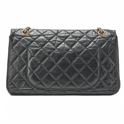 CHANEL Chain Shoulder Bag Matelassé 2.55 Vintage Calf Large Size Black Gold-Tone Hardware, Pre-Owned
