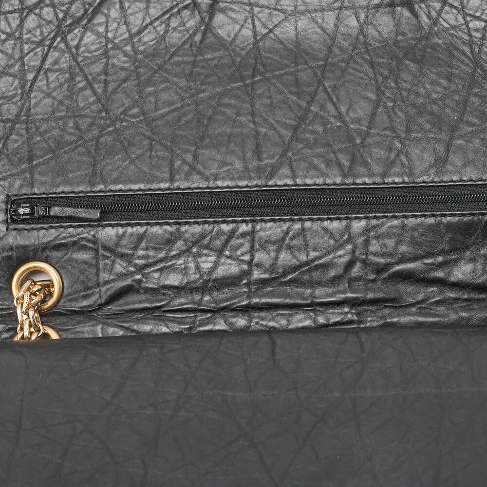 CHANEL Chain Shoulder Bag Matelassé 2.55 Vintage Calf Large Size Black Gold-Tone Hardware, Pre-Owned