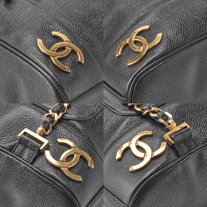 CHANEL Backpack Caviar Skin Triple Coco Turnlock Black Gold-Tone Hardware, Pre-Owned