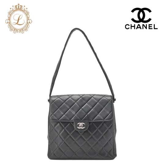 CHANEL Matelassé Double Face One Shoulder Bag Lambskin Black Silver-Tone Hardware, Pre-Owned
