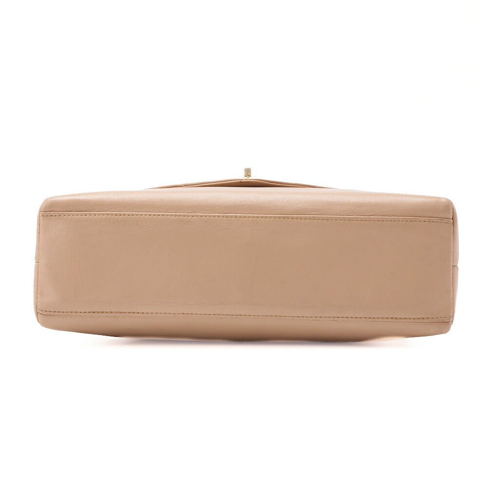 CHANEL Chain Shoulder Bag Outside Flap Circle Coco Charm Lambskin Beige Gold-Tone Hardware, Pre-Owned