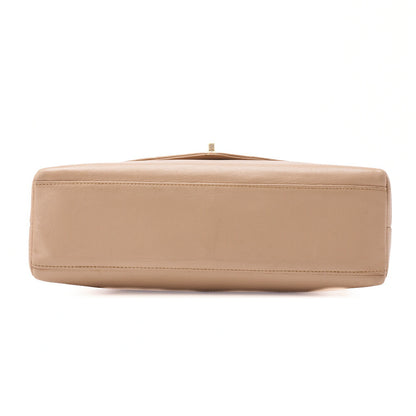 CHANEL Chain Shoulder Bag Outside Flap Circle Coco Charm Lambskin Beige Gold-Tone Hardware, Pre-Owned