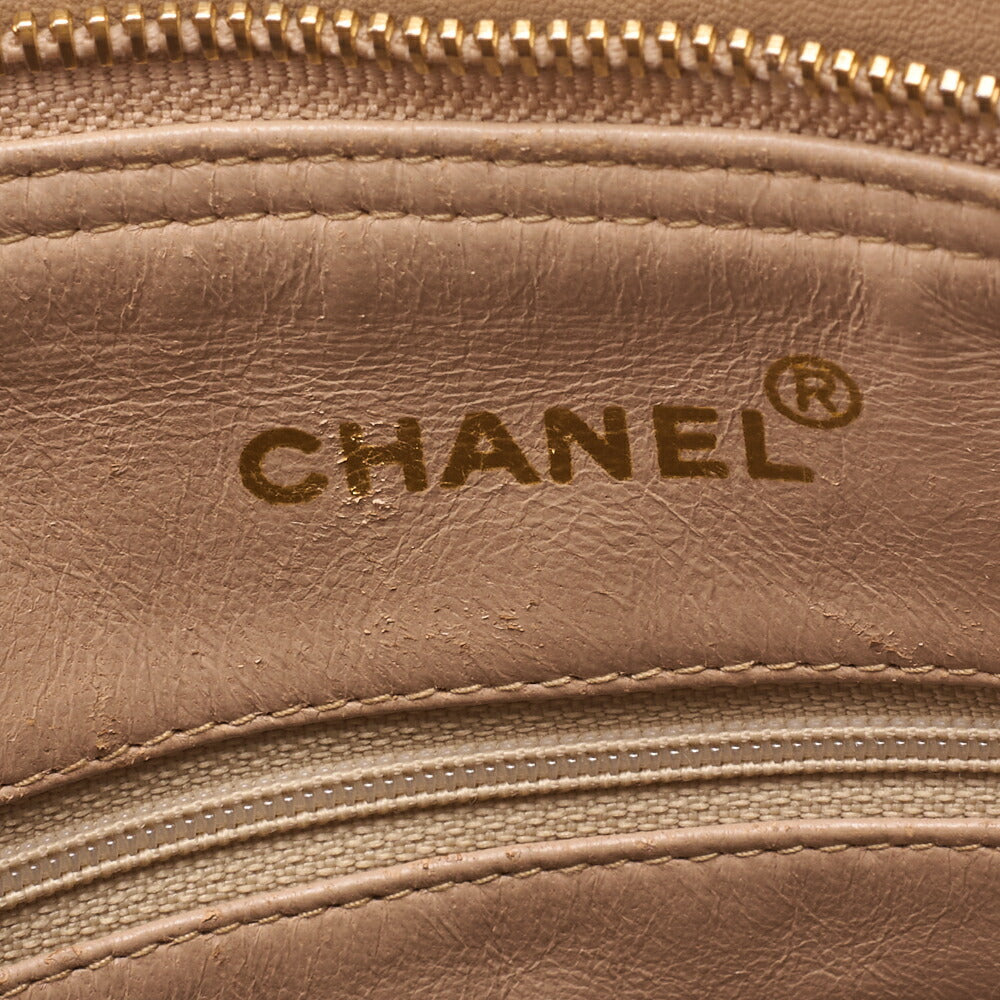 CHANEL Chain Shoulder Bag Outside Flap Circle Coco Charm Lambskin Beige Gold-Tone Hardware, Pre-Owned