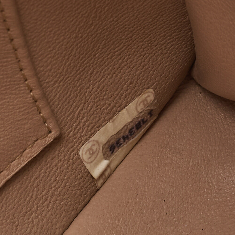 CHANEL Chain Shoulder Bag Outside Flap Circle Coco Charm Lambskin Beige Gold-Tone Hardware, Pre-Owned