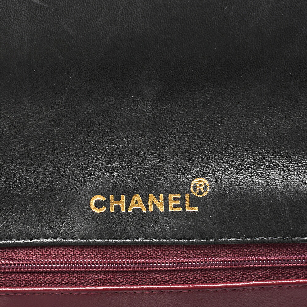 CHANEL Chain Shoulder Bag Matelassé 2.55 Turnlock Black Lambskin Gold-Tone Hardware, Pre-Owned