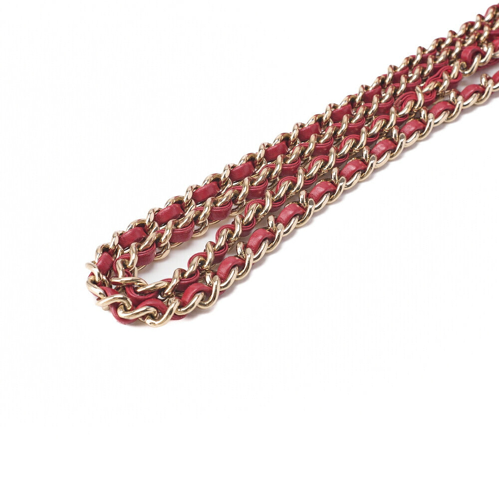 CHANEL Shoulder Bag Calfskin V-Stitch Red Cocomark Single Flap Gold-Tone Hardware, Pre-Owned