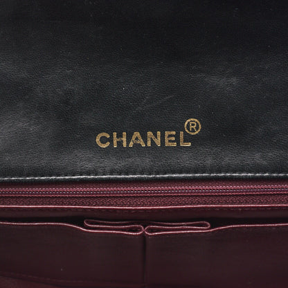 CHANEL Shoulder Bag Matelassé Lambskin Black Gold-Tone Hardware, Pre-Owned