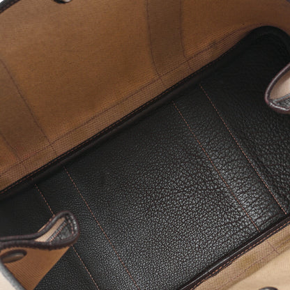 HERMES Garden Party PM Tote Bag Canvas Brown Silver-Tone Hardware, Pre-Owned