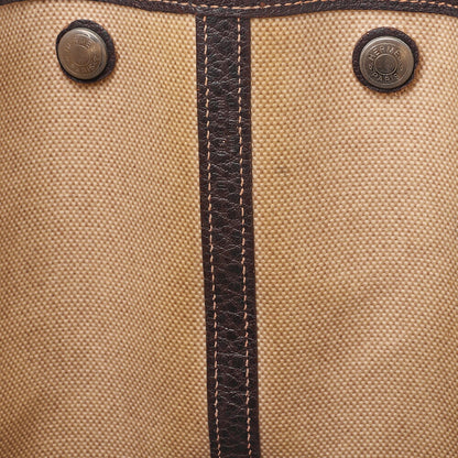 HERMES Garden Party PM Tote Bag Canvas Brown Silver-Tone Hardware, Pre-Owned