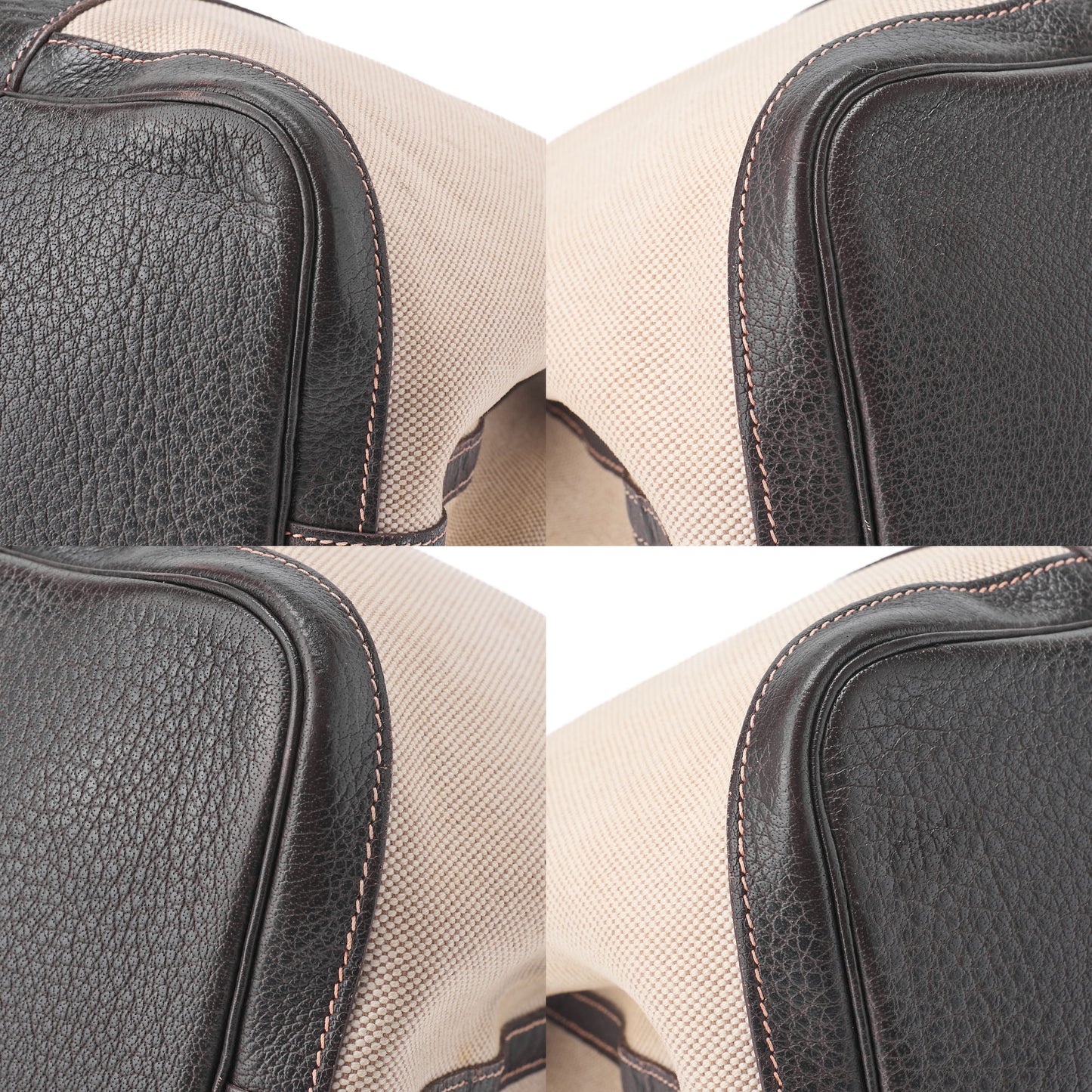 HERMES Garden Party PM Tote Bag Canvas Brown Silver-Tone Hardware, Pre-Owned