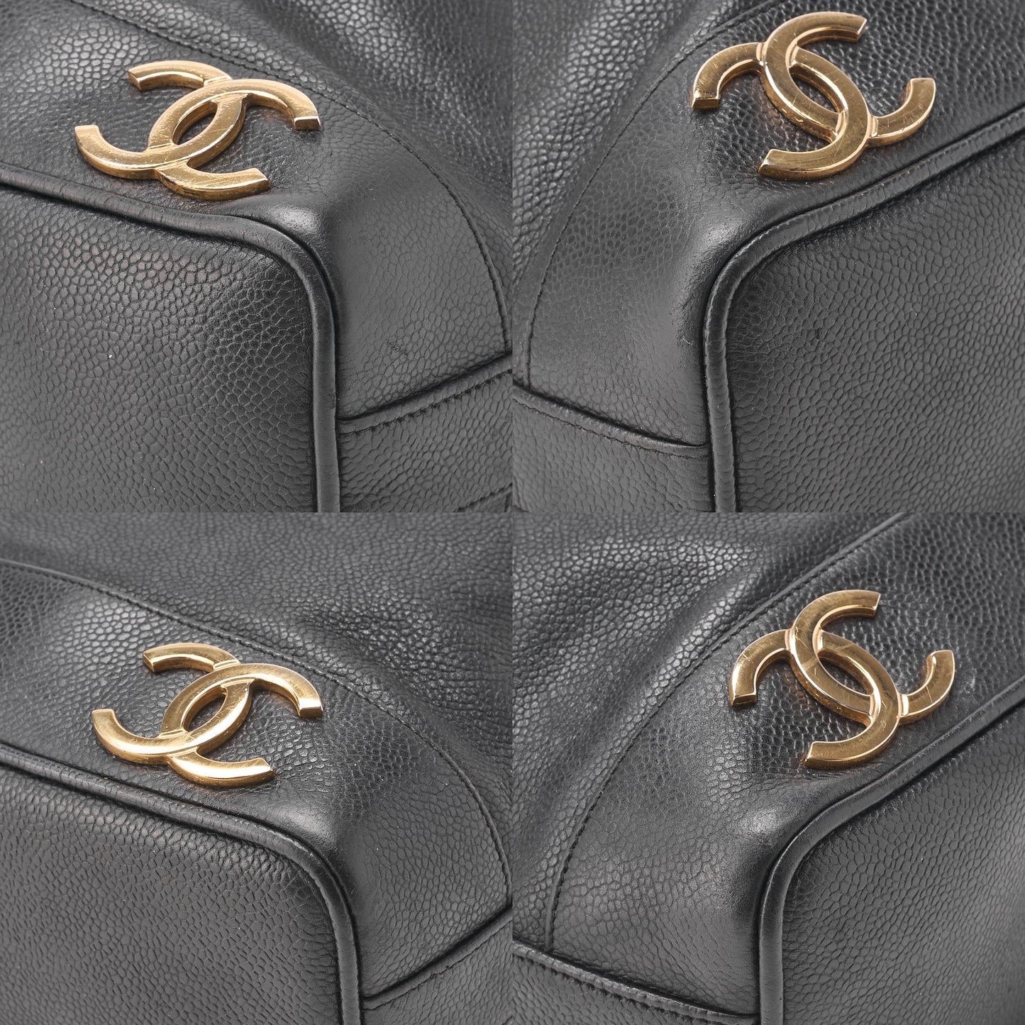 CHANEL Chain Shoulder Bag Triple Coco Caviar Skin Ball Charm Drawstring Black Gold-Tone Hardware, Pre-Owned