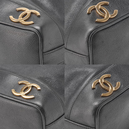 CHANEL Chain Shoulder Bag Triple Coco Caviar Skin Ball Charm Drawstring Black Gold-Tone Hardware, Pre-Owned