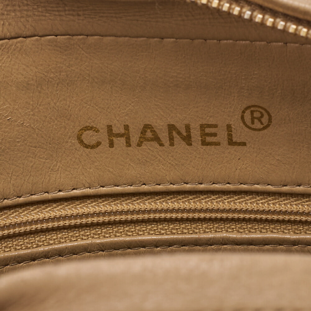 CHANEL Chain Shoulder Bag Matelassé Outside Flap Fringe Chain Shoulder Lambskin Beige Gold-Tone Hardware, Pre-Owned