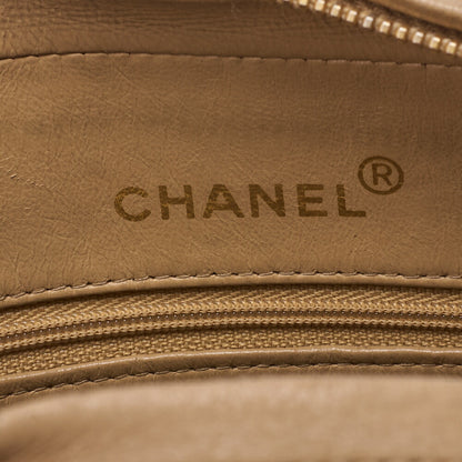 CHANEL Chain Shoulder Bag Matelassé Outside Flap Fringe Chain Shoulder Lambskin Beige Gold-Tone Hardware, Pre-Owned