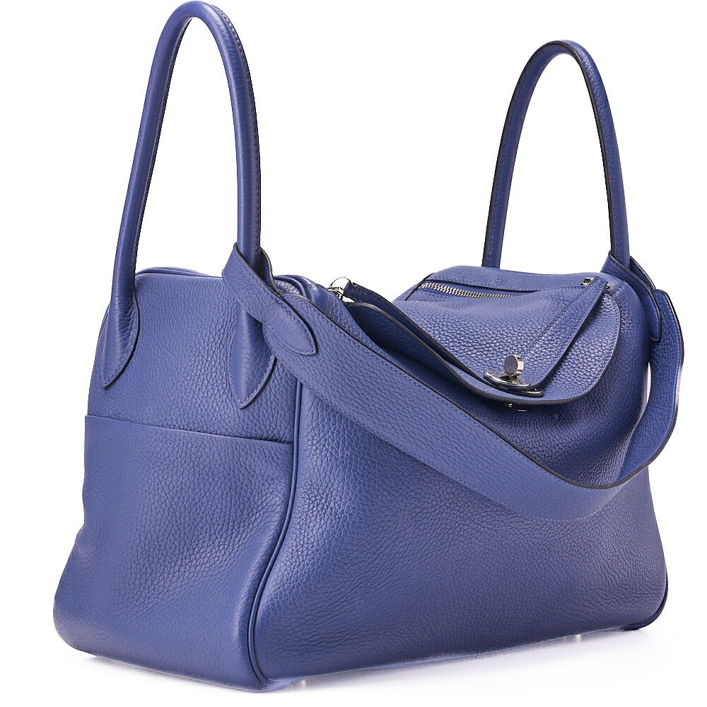 HERMES Lindy 34 Shoulder Bag Triyon Clemence Lesan Silver-Tone Hardware, Pre-Owned
