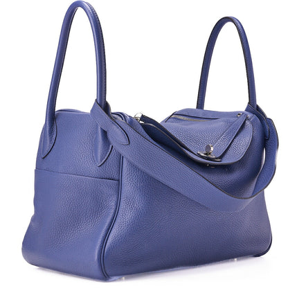 HERMES Lindy 34 Shoulder Bag Triyon Clemence Lesan Silver-Tone Hardware, Pre-Owned