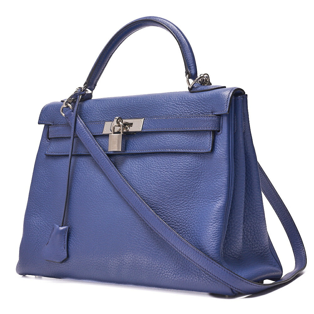 HERMES Kelly 32 Handbag Trialon Clemence Black Gold-Tone Hardware, Pre-Owned
