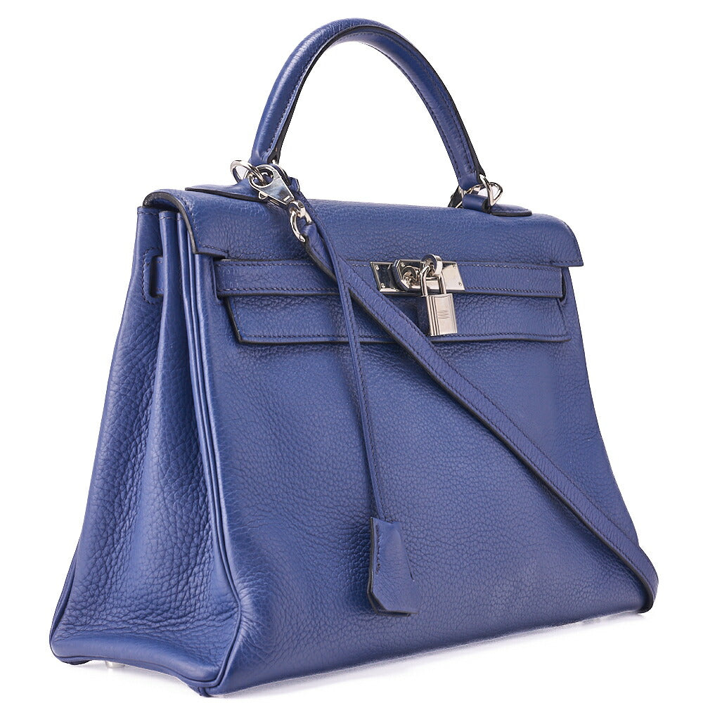 HERMES Kelly 32 Handbag Trialon Clemence Black Gold-Tone Hardware, Pre-Owned