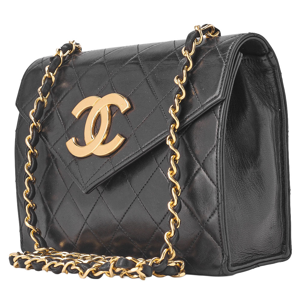 CHANEL Shoulder Bag Tote Bag Matelassé Lambskin Big Coco Chain Shoulder Black Gold-Tone Hardware, Pre-Owned