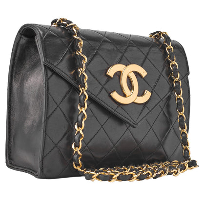 CHANEL Shoulder Bag Tote Bag Matelassé Lambskin Big Coco Chain Shoulder Black Gold-Tone Hardware, Pre-Owned