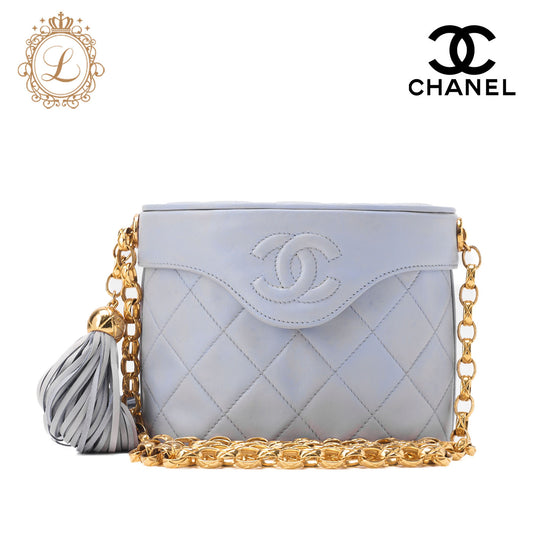 CHANEL V-Stitch Coco Mark with Fringe Bijou Chain Shoulder Lambskin Bolt Gold-Tone Hardware, Pre-Owned