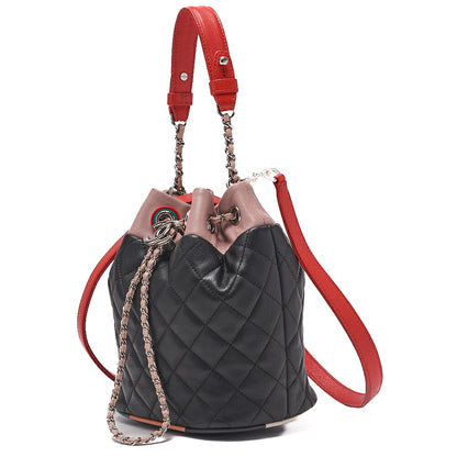 CHANEL Coco Mark Circle Coco Drawstring Shoulder Bag Lambskin White Gold-Tone Hardware, Pre-Owned