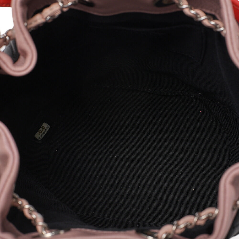 CHANEL Coco Mark Circle Coco Drawstring Shoulder Bag Lambskin White Gold-Tone Hardware, Pre-Owned