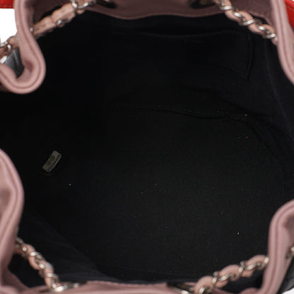 CHANEL Coco Mark Circle Coco Drawstring Shoulder Bag Lambskin White Gold-Tone Hardware, Pre-Owned