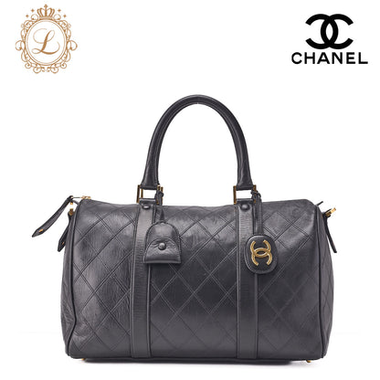 CHANEL Shoulder Bag Tote Bag Lambskin Black Black Gold-Tone Hardware, Pre-Owned