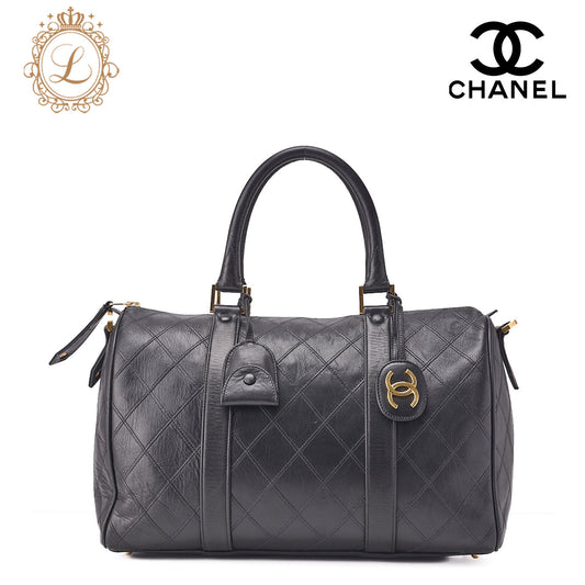 CHANEL Shoulder Bag Tote Bag Lambskin Black Black Gold-Tone Hardware, Pre-Owned