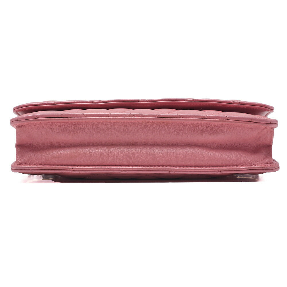 CHANEL Shoulder Bag Chain Wallet Lambskin Pink Gold-Tone Hardware, Pre-Owned