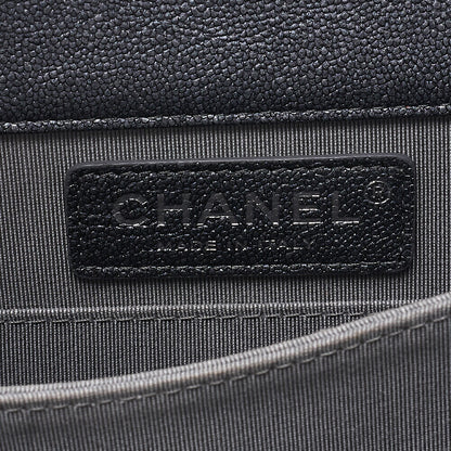 CHANEL Boy Chanel Matelassé Chain Shoulder Caviar Skin Red Silver-Tone Hardware, Pre-Owned