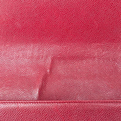 CHANEL Boy Chanel Matelassé Chain Shoulder Caviar Skin Red Silver-Tone Hardware, Pre-Owned