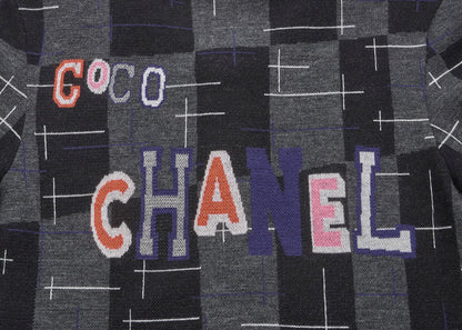 CHANEL Coco Button Logo Dress 36 Grey x Multicolor Knit Top Cardigan Branded  Silver-Tone Hardware, Pre-Owned