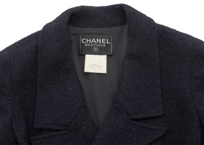 CHANEL Coco Button Jacket 38 Navy Top Long Sleeve Blouson Cut-and-Sew Outerwear Branded Gold-Tone Hardware, Pre-Owned