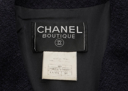 CHANEL Coco Button Jacket 38 Navy Top Long Sleeve Blouson Cut-and-Sew Outerwear Branded Gold-Tone Hardware, Pre-Owned