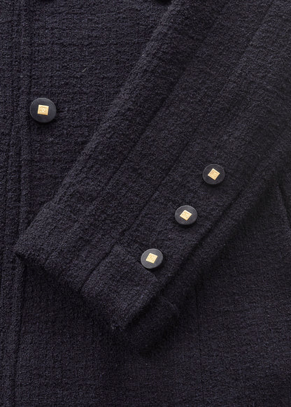 CHANEL Coco Button Jacket 38 Navy Top Long Sleeve Blouson Cut-and-Sew Outerwear Branded Gold-Tone Hardware, Pre-Owned
