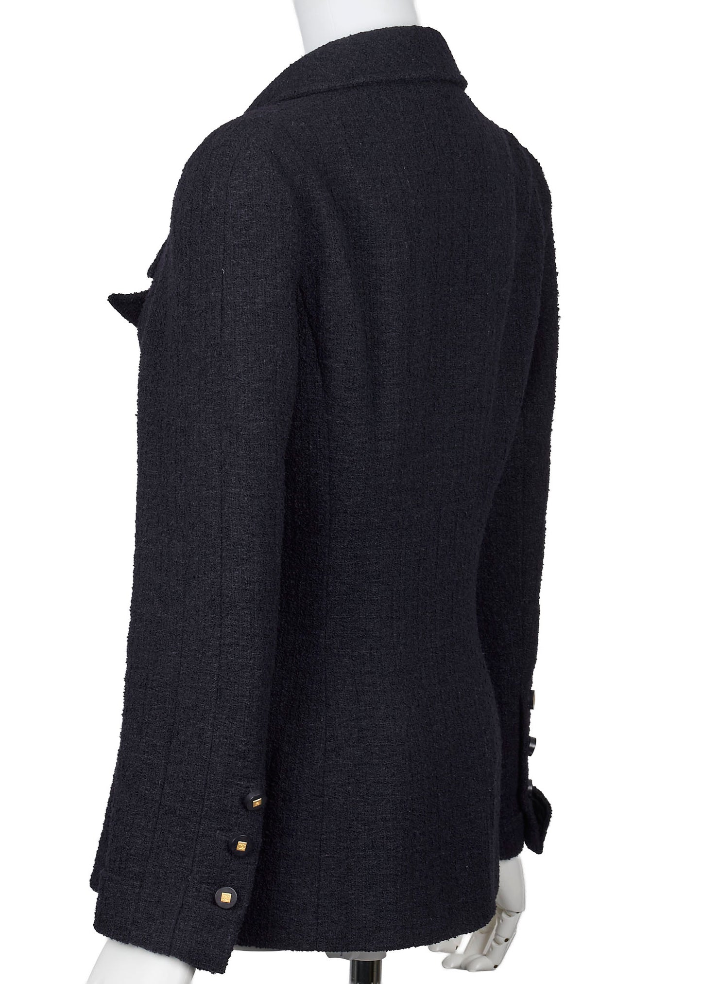 CHANEL Coco Button Jacket 38 Navy Top Long Sleeve Blouson Cut-and-Sew Outerwear Branded Gold-Tone Hardware, Pre-Owned