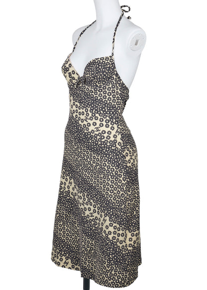 CHANEL Coco Mark Floral Dress 38 Yellow x Black Camisole Tops Skirt Brand   Pre-Owned