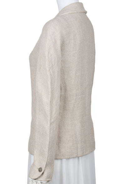 CHANEL Coco Button Jacket 36 Beige Top Long Sleeve Blouson Cut-and-Sew Outerwear Branded Gold-Tone Hardware, Pre-Owned