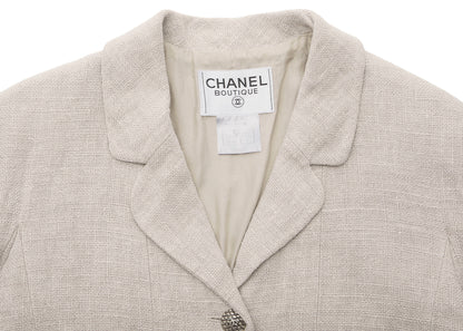 CHANEL Coco Button Jacket 36 Beige Top Long Sleeve Blouson Cut-and-Sew Outerwear Branded Gold-Tone Hardware, Pre-Owned