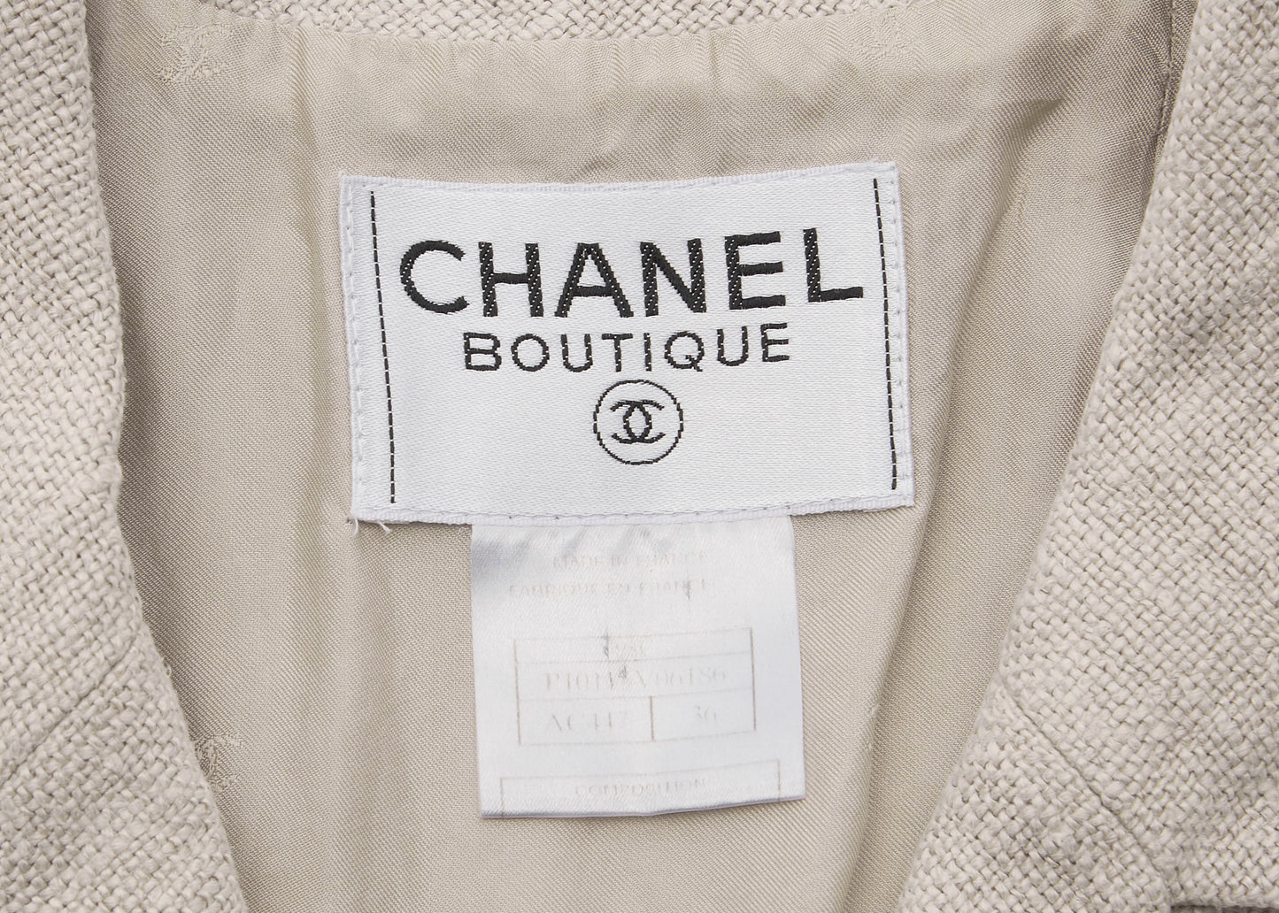 CHANEL Coco Button Jacket 36 Beige Top Long Sleeve Blouson Cut-and-Sew Outerwear Branded Gold-Tone Hardware, Pre-Owned