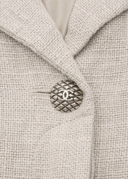 CHANEL Coco Button Jacket 36 Beige Top Long Sleeve Blouson Cut-and-Sew Outerwear Branded Gold-Tone Hardware, Pre-Owned